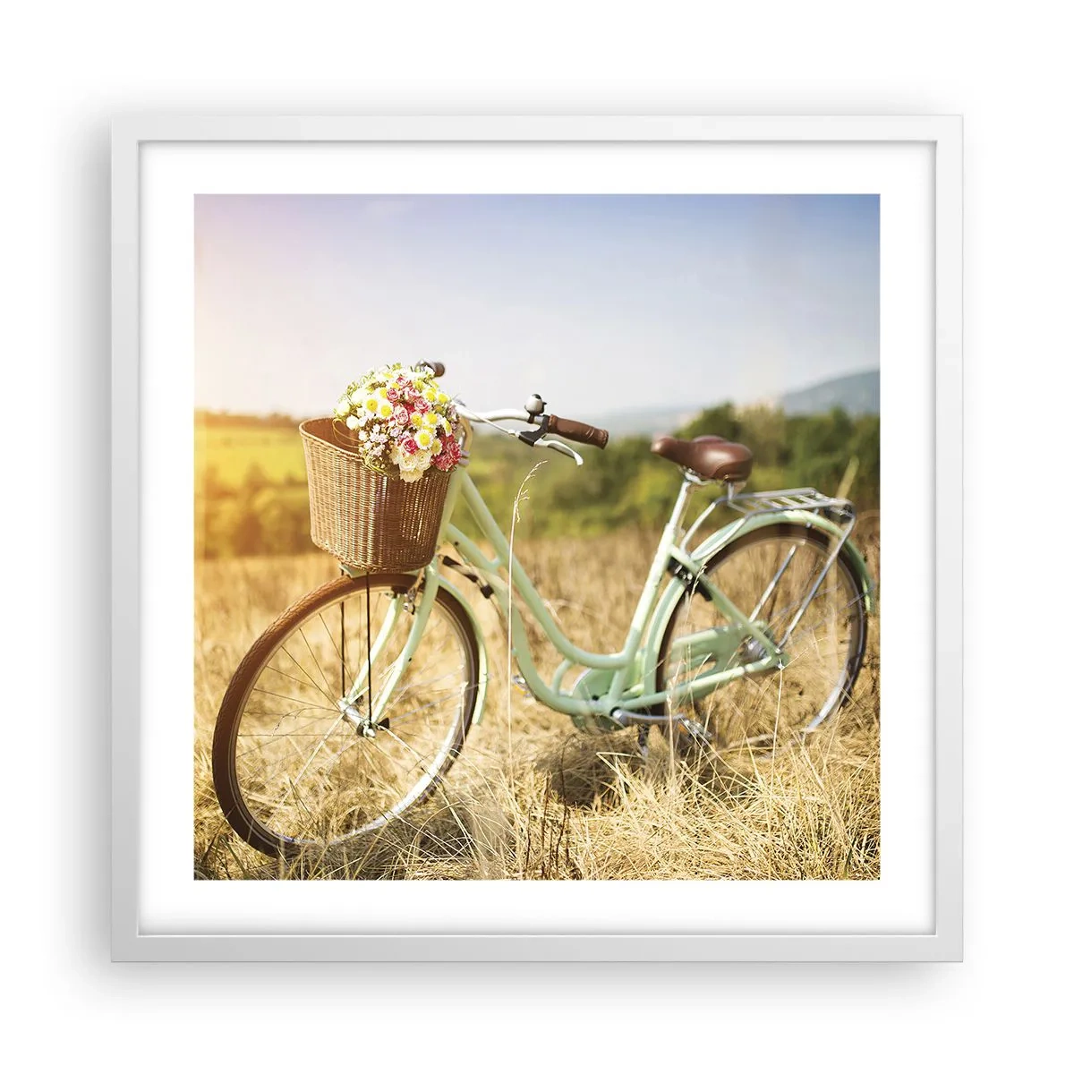 Plakat i hvid ramme - Jeg bliver her et stykke tid - 50x50 cm