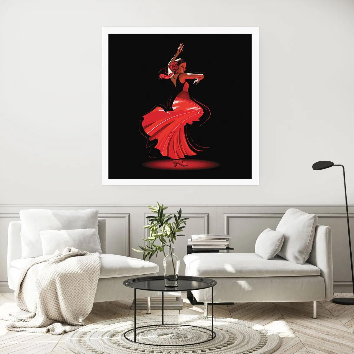 Plakat - Flamencoens brændende ånd - 50x50 cm