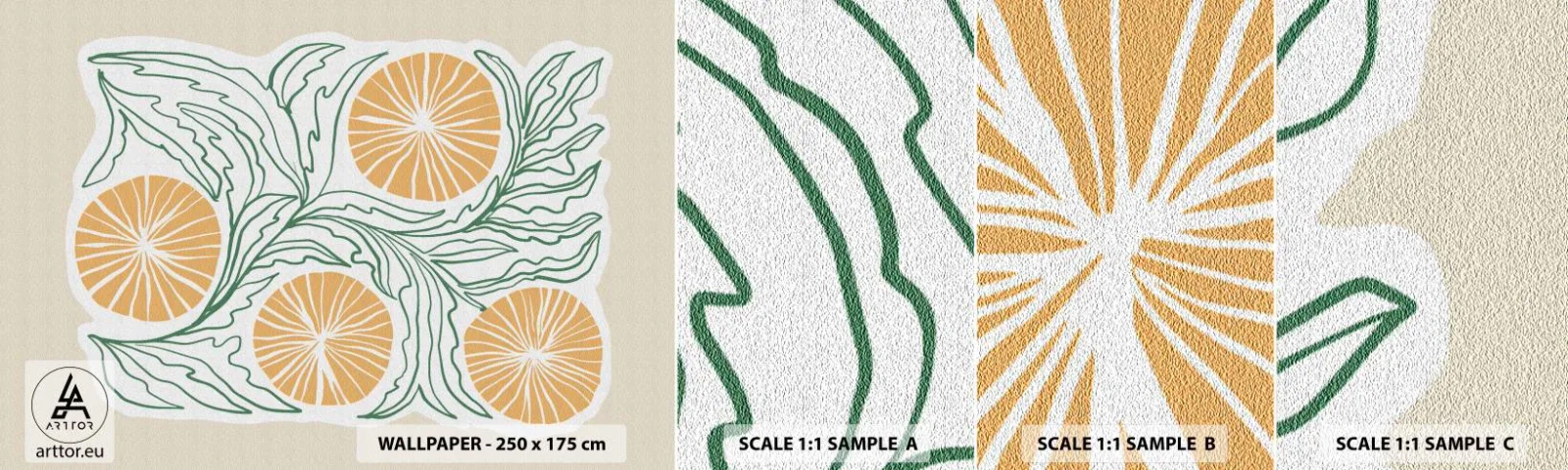 Prøve Fototapet Selvklæbende Deluxe Sticker - Etnisk med et strejf af abstraktion - Boho, Citron, Minimalisme - 100x30 cm