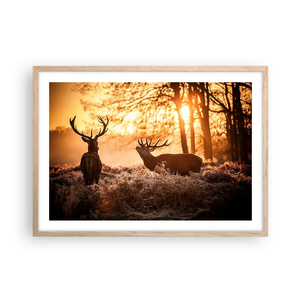 Plakat i ramme af lyst egetræ - En jægerdrøm - 70x50 cm