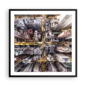 Plakat i sort ramme - Hilsner fra Hong Kong - 60x60 cm