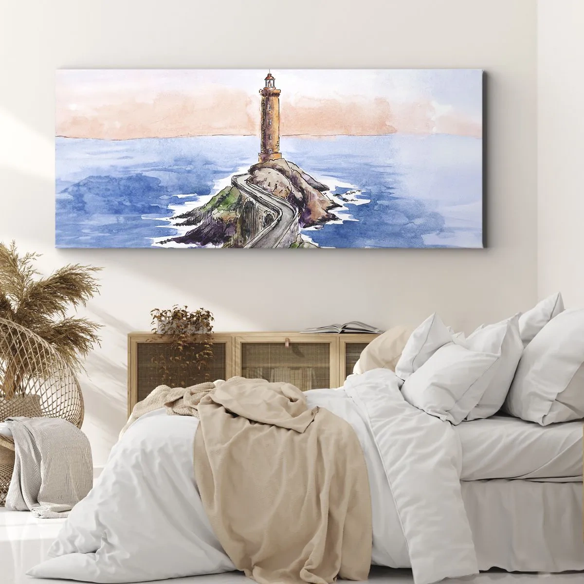 Lærredstryk - Billede på lærred - Med front mod havet - 140x50 cm