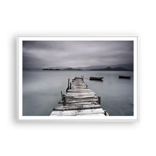 Plakat i hvid ramme - Du kan tage af sted i morgen - 100x70 cm