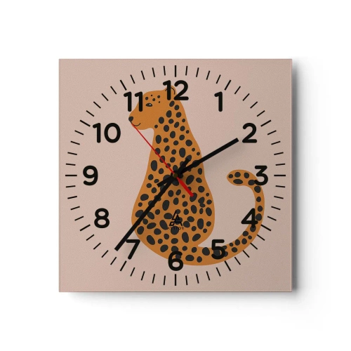 Vægur, Uret - Leopardprint er et moderigtigt mønster - 40x40 cm