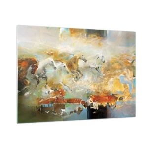 Billede på glas - Galopperer gennem lyset - 100x70 cm
