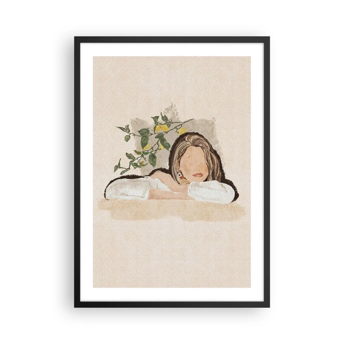 Plakat i sort ramme - En eftertænksom figur omgivet af naturen - 50x70cm - Sydstaternes skønhed - Moderne vægdekoration til stue og soveværelse ARTTOR