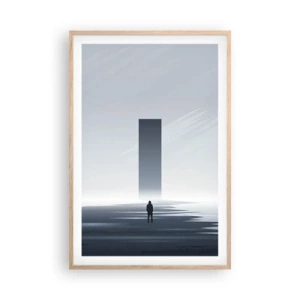 Plakat i ramme af lyst egetræ - Mulighed eller trussel? - 61x91 cm