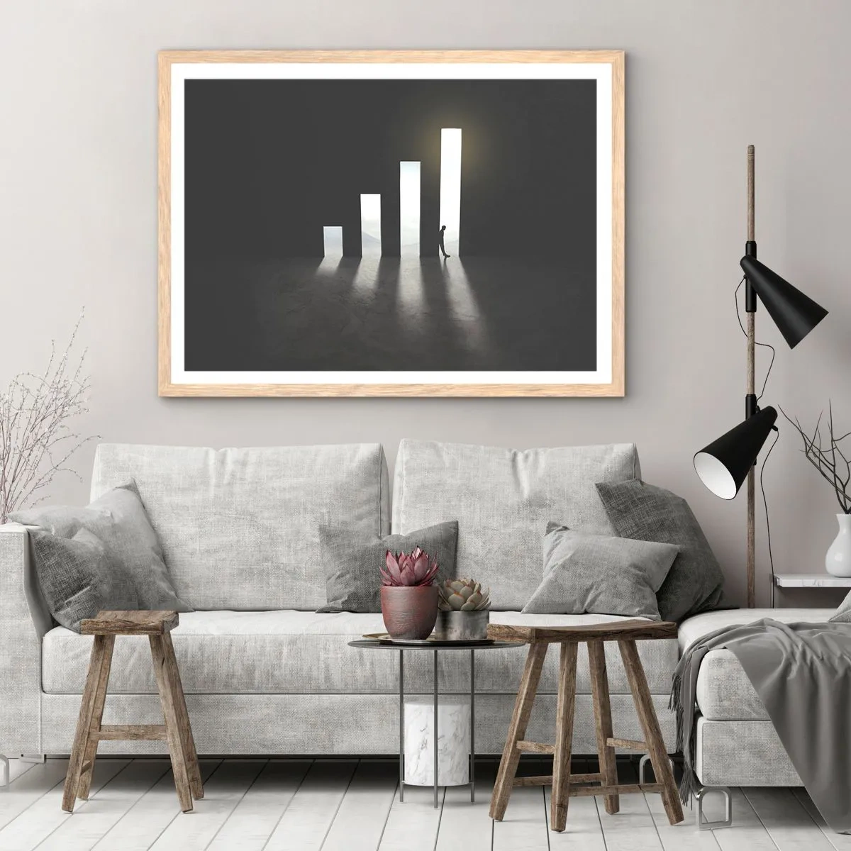 Plakat i ramme af lyst egetræ - Succes - et indtryk - 40x30 cm