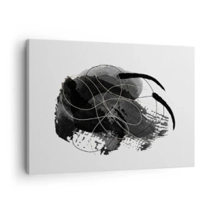 Lærredstryk - Billede på lærred - Abstraktion i sort og guld på en hvid baggrund - 70x50cm - Kom frem fra det sorte - Moderne vægdekoration til stue og soveværelse ARTTOR