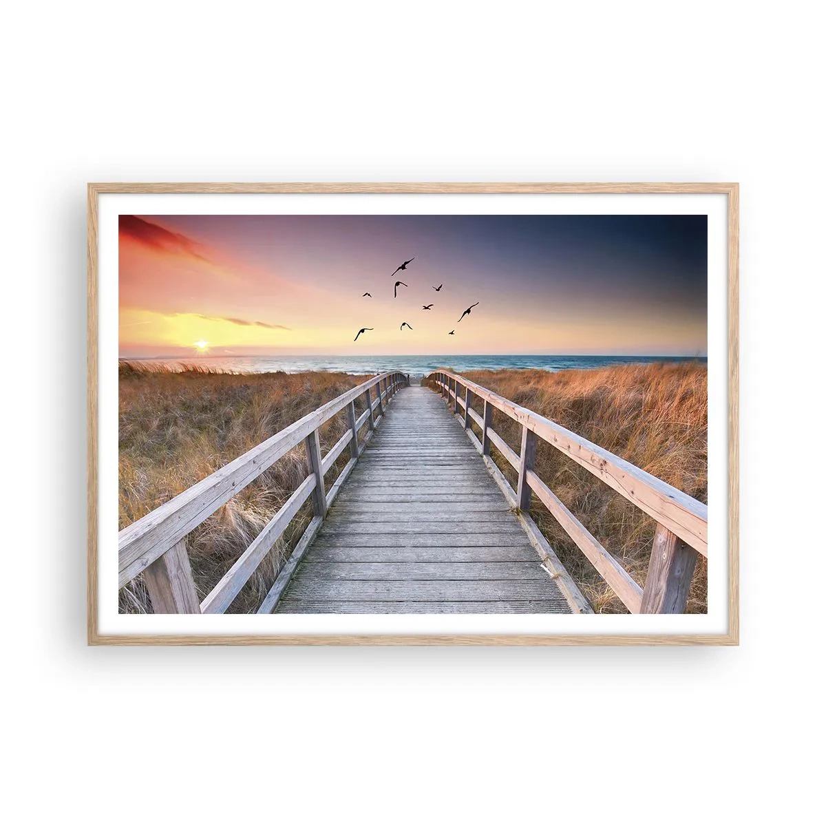 Plakat i ramme af lyst egetræ - Rummet med højder - 100x70 cm