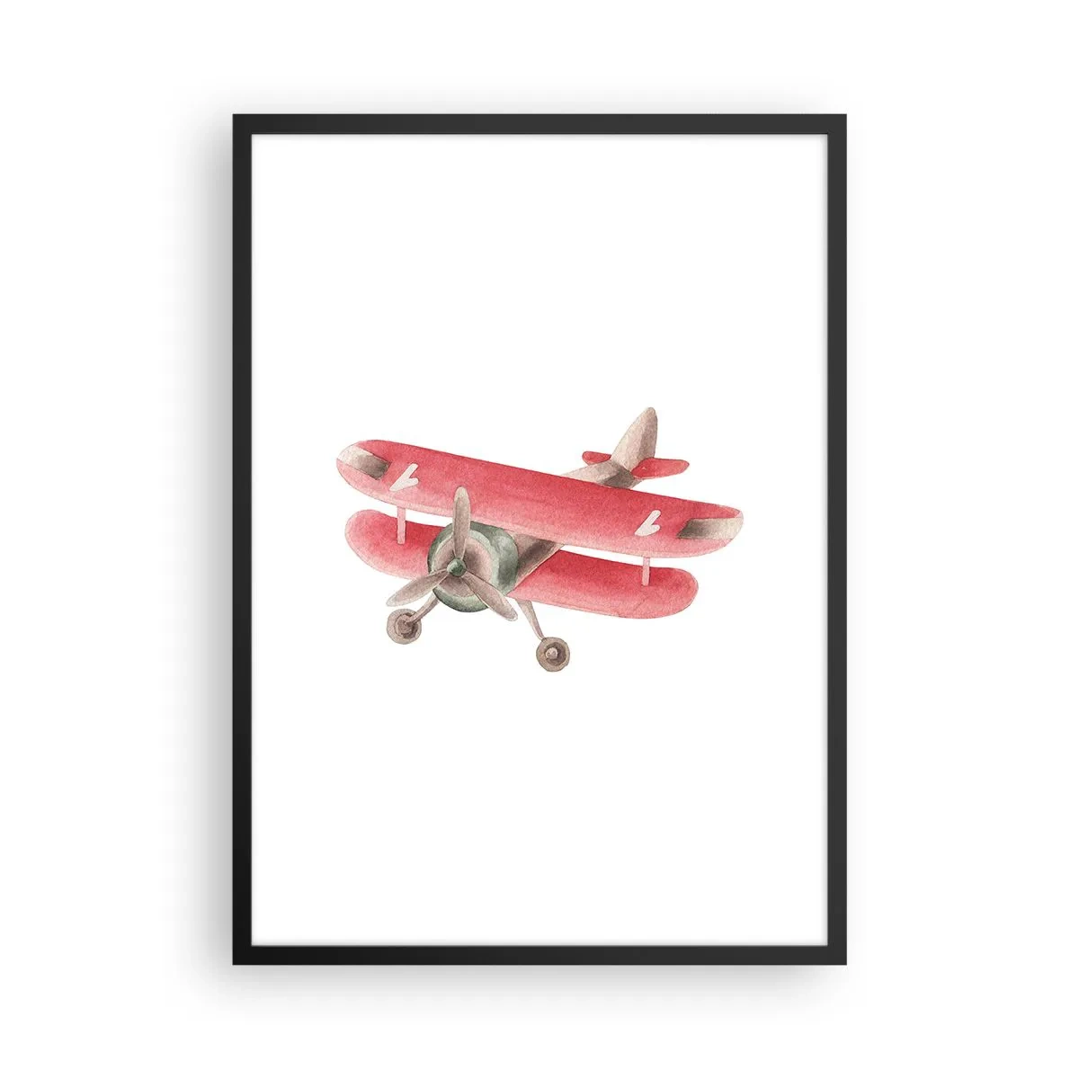 Plakat i sort ramme - En charmerende rød retro biplan - 50x70cm - Klar til at flyve højt - Moderne vægdekoration til stue og soveværelse ARTTOR