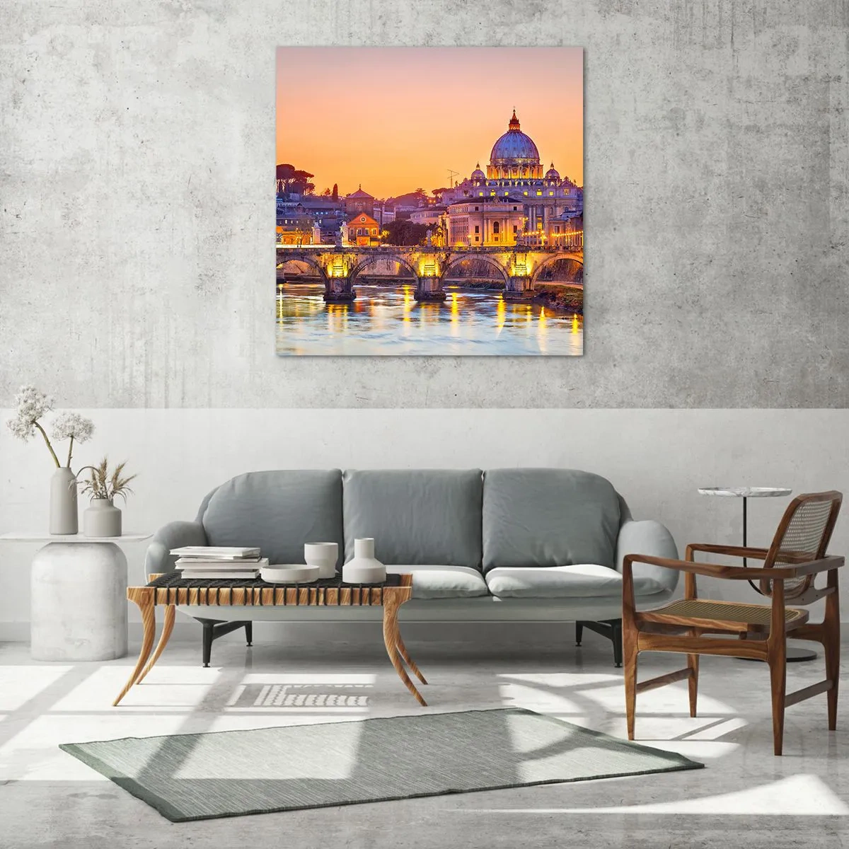Billede på glas - Tusmørke over den evige by - 60x60 cm