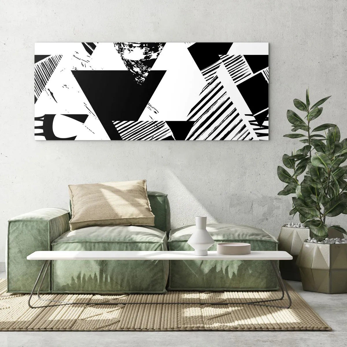 Billede på glas - Regn af trekanter - 100x40 cm