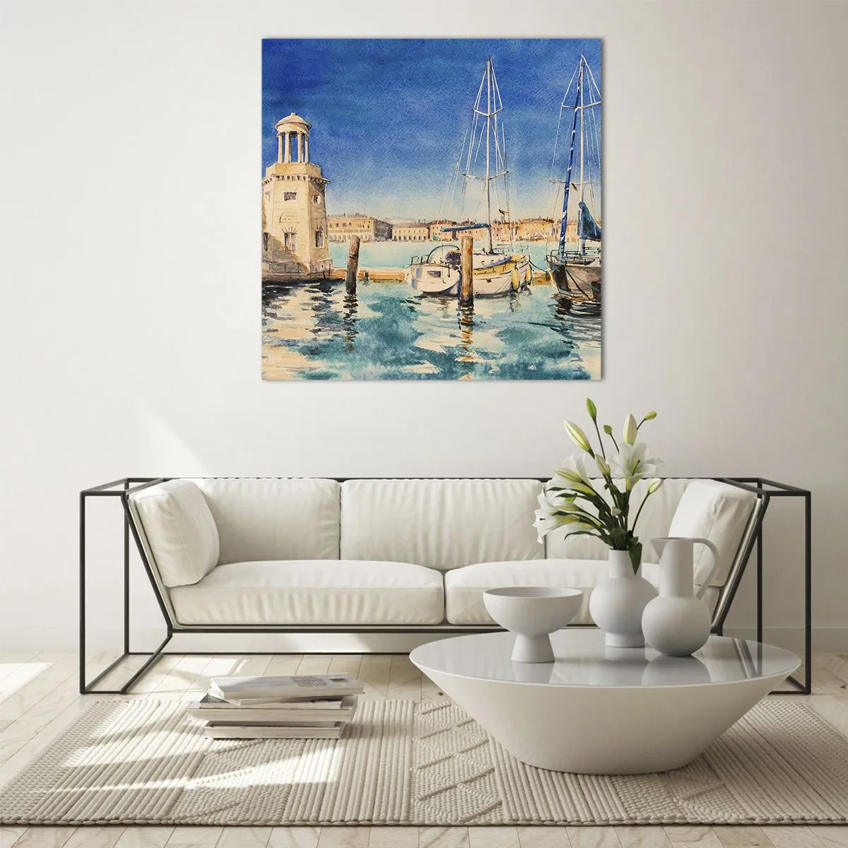 Billede på glas - Solrig lagune - 60x60 cm
