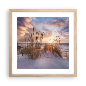 Plakat i ramme af lyst egetræ - Farvel til sol og vind - 40x40 cm