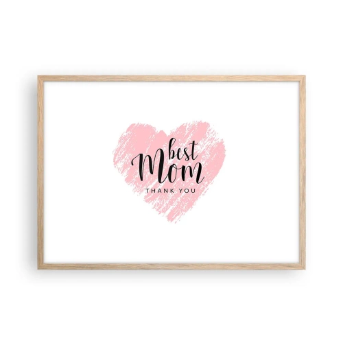 Plakat i ramme af lyst egetræ - Altid det rette øjeblik - 70x50 cm