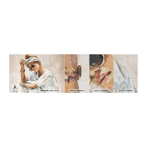 Prøve Fototapet Premium Canvas - Portræt i fuldt sollys - Portræt, Boho, Olie - 100x30 cm