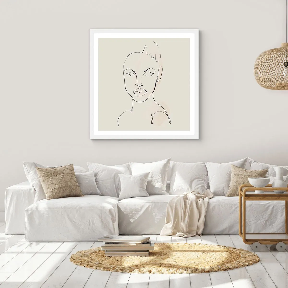 Plakat i hvid ramme - Omrids af sensualitet - 40x40 cm