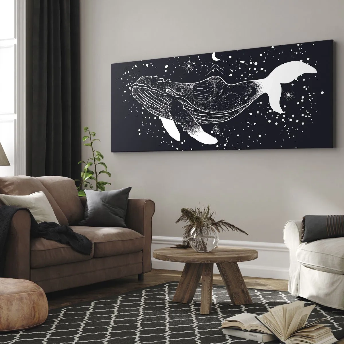 Lærredstryk - Billede på lærred - I universets ocean - 120x50 cm