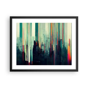 Plakat i sort ramme - Futuristisk by - 50x40 cm