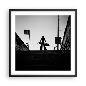 Plakat i sort ramme - Vandring i byen - 50x50 cm