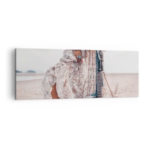 Lærredstryk - Billede på lærred - Børn blomster på vej - 140x50 cm