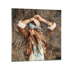 Billede på glas - På vej til kærlighedens sommer - 60x60 cm