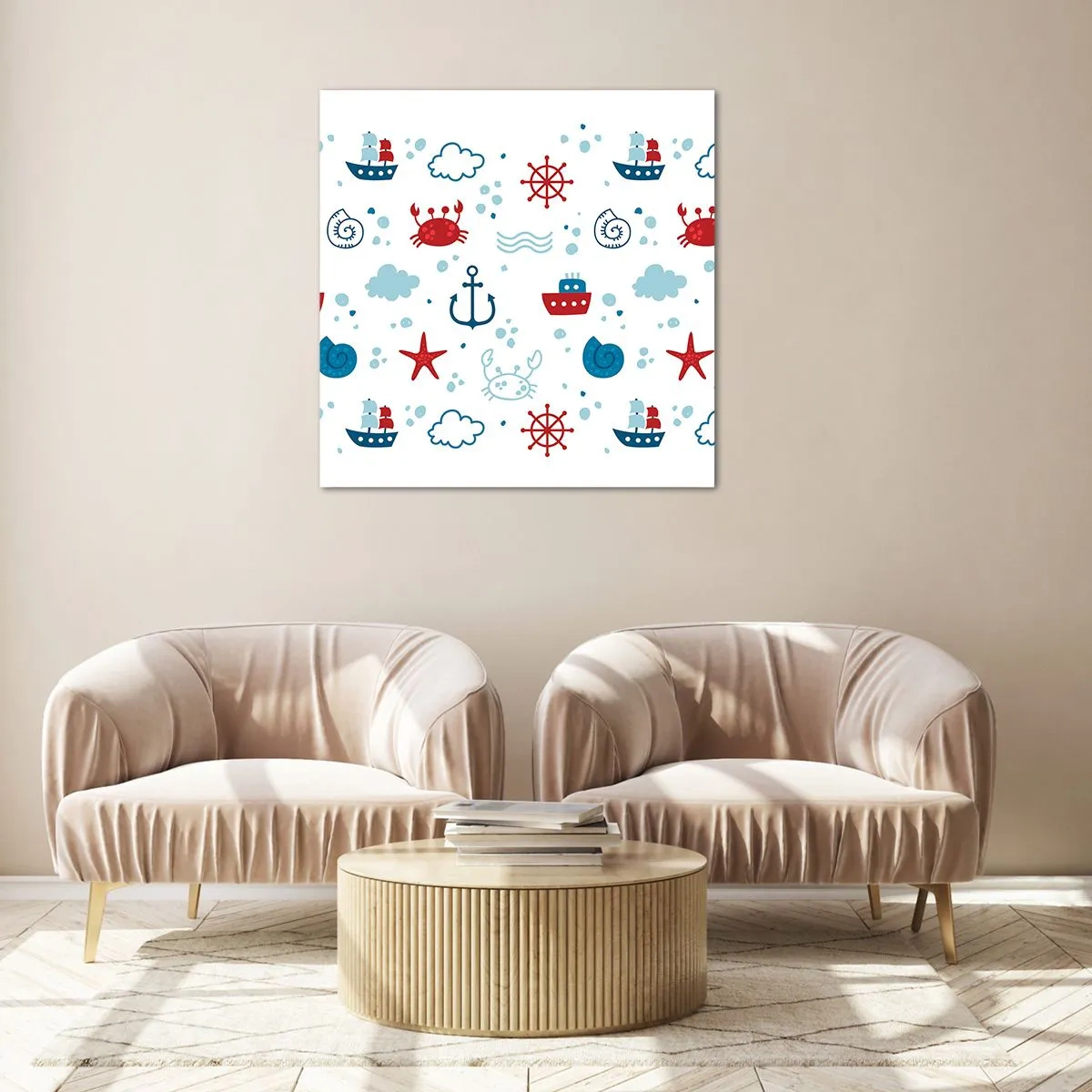 Billede på glas - En fortælling om havet - 40x40 cm