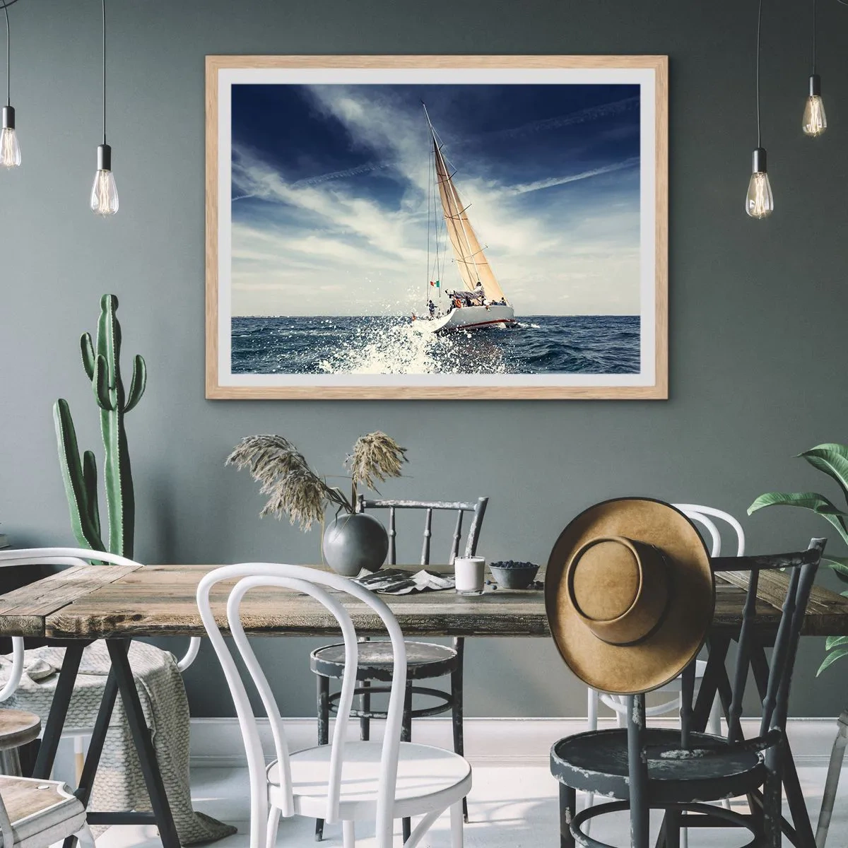 Plakat i ramme af lyst egetræ - De kan ikke indhente os! - 70x50 cm