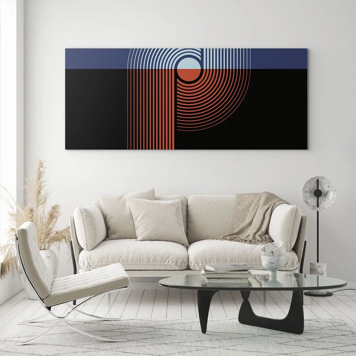 Billede på glas - I en geometrisk omfavnelse - 100x40 cm