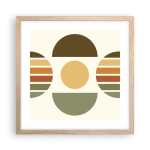 Plakat i ramme af lyst egetræ - I jordfarver - 40x40 cm