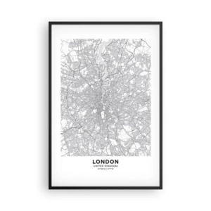 Plakat i sort ramme - Kort over Londons labyrint - 61x91 cm