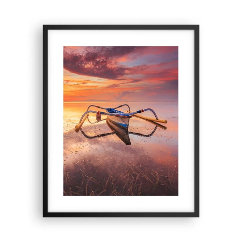 Plakat i sort ramme - Roen ved en tropisk aften - 40x50 cm