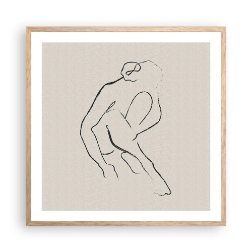 Plakat i ramme af lyst egetræ - Intim skitse - 60x60 cm