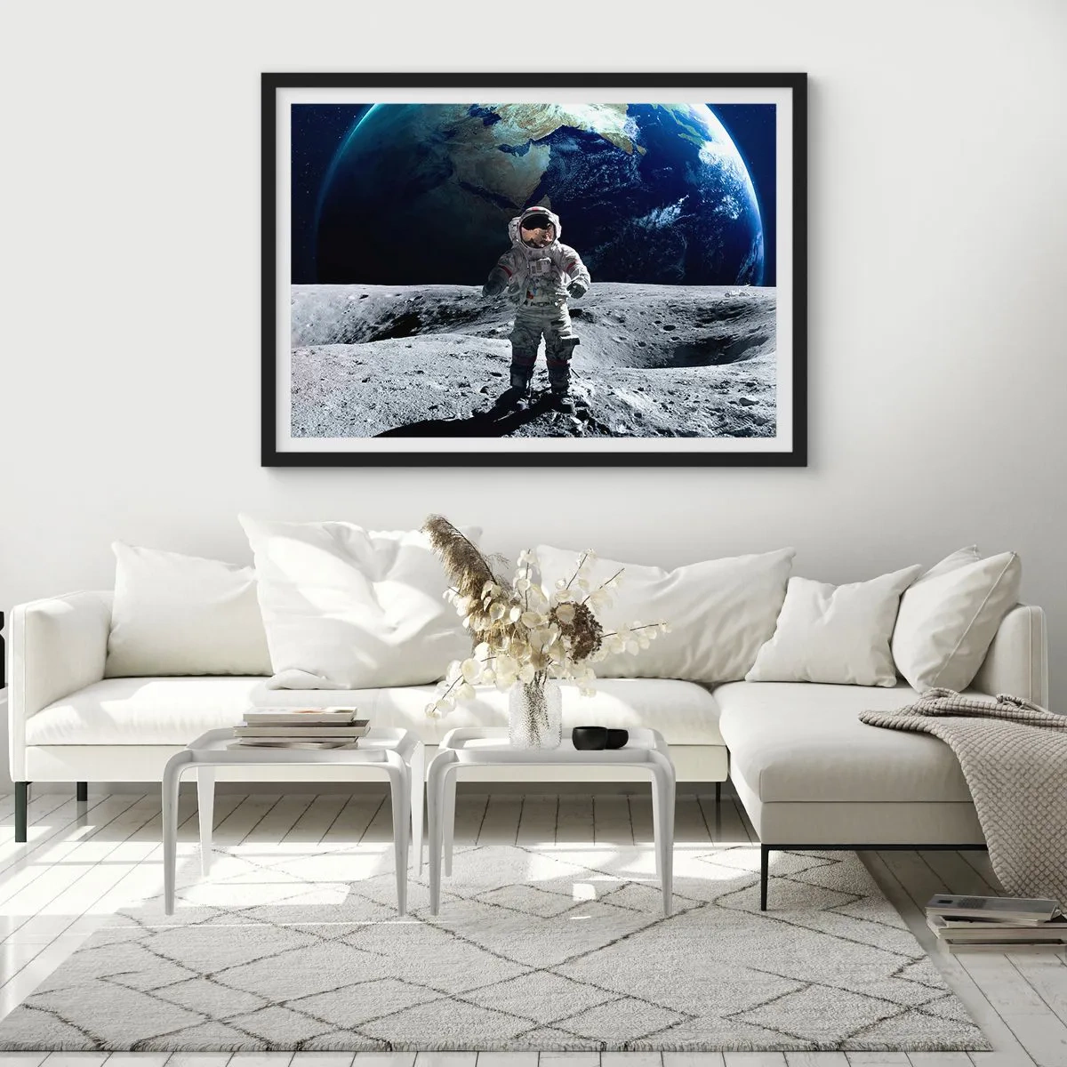 Plakat i sort ramme - Hilsner fra månen - 50x40 cm