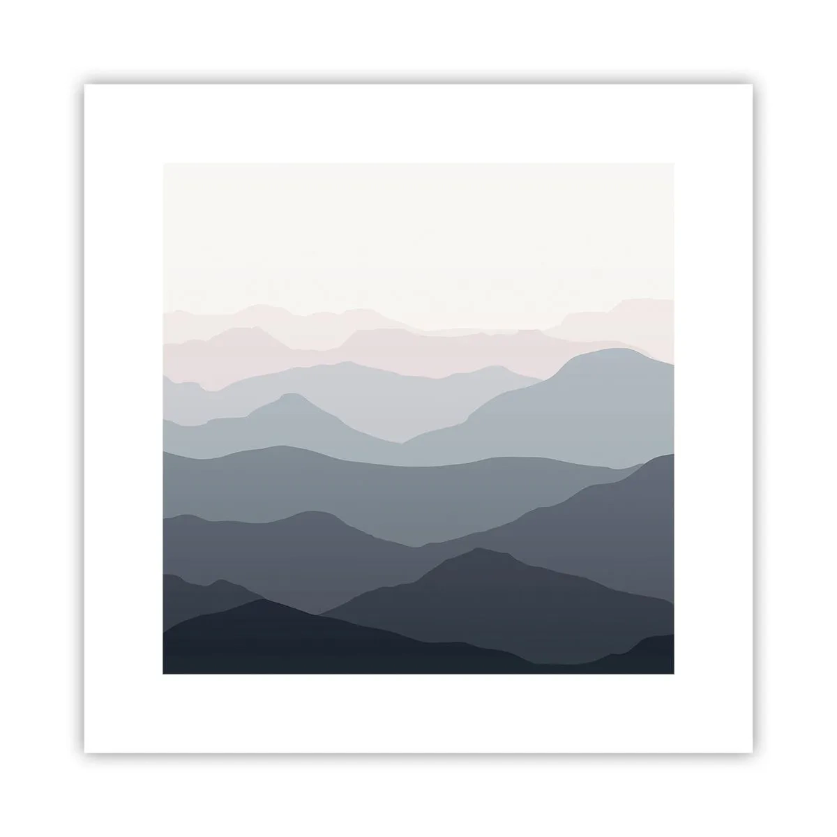 Plakat - Bølger af bjerge - 30x30 cm