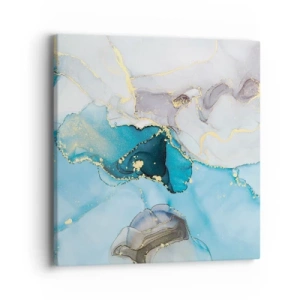 Lærredstryk - Billede på lærred - En undersøgelse af mødet mellem grå og turkis - 40x40 cm