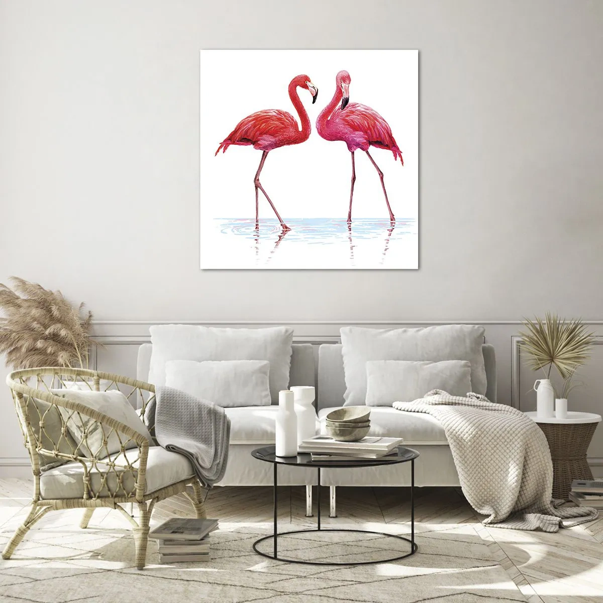 Billede på glas - Lyserødt randez-vous - 70x70 cm