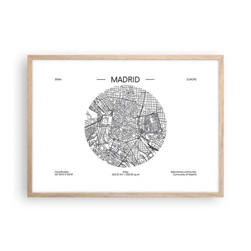 Plakat i ramme af lyst egetræ - Madrids anatomi - 70x50 cm