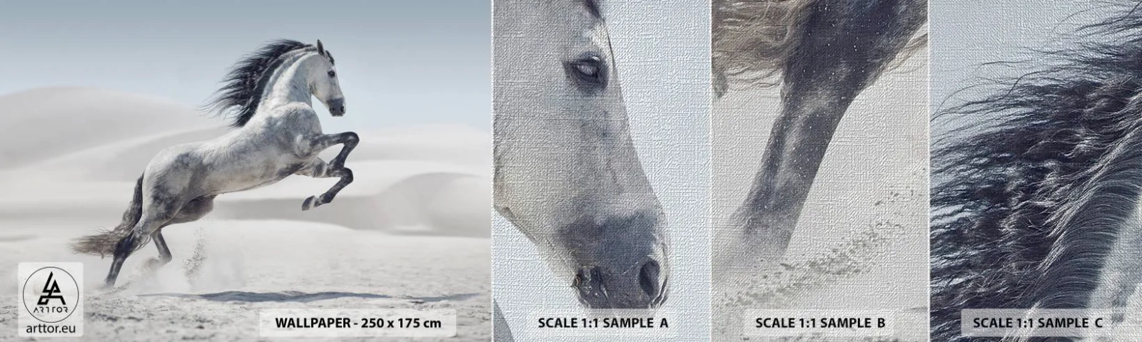 Prøve Fototapet Premium Canvas - Arabisk prins - Dyr, Hest, Hest galoperende - 100x30 cm