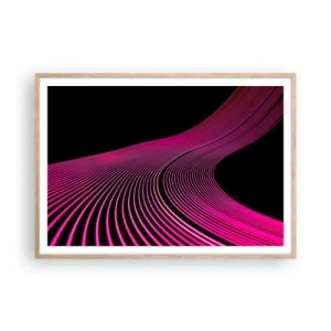 Plakat i ramme af lyst egetræ - En allé af lys - 100x70 cm