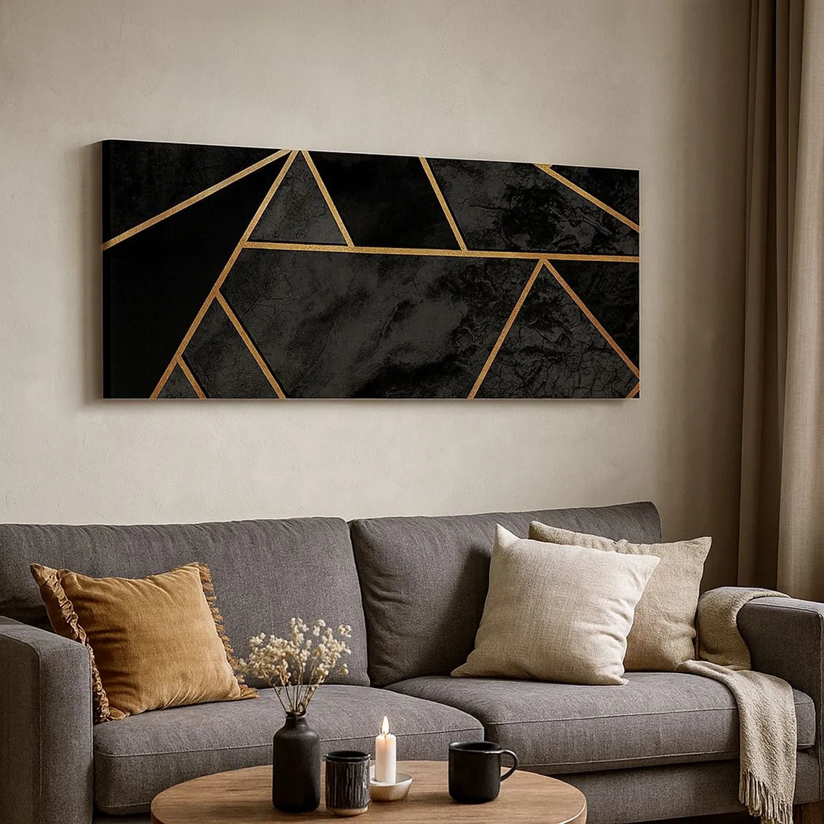 Lærredstryk - Billede på lærred - Mørke og lys - 100x40 cm