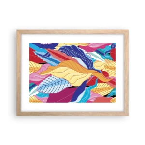 Plakat i ramme af lyst egetræ - Et farverigt rod - 40x30 cm