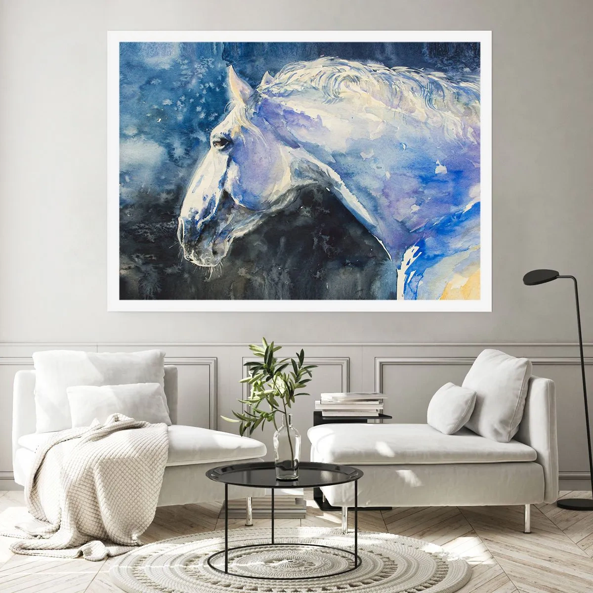 Plakat - Portræt i et blåt skær - 91x61 cm