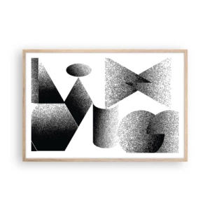 Plakat i ramme af lyst egetræ - Vinkler og ovaler - 91x61 cm