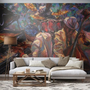 Fototapet Selvklæbende Deluxe Sticker - I én rytme - musik, Jazz, Kontrabas - 100x70 cm