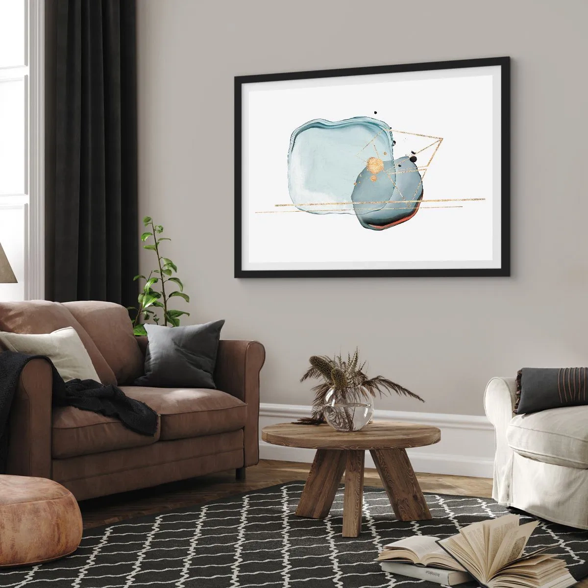 Plakat i sort ramme - En undersøgelse af dråber - 40x30 cm