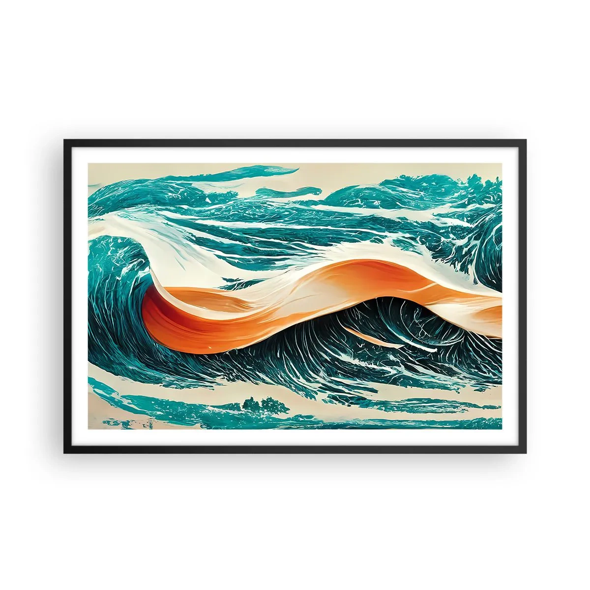 Plakat i sort ramme - Surferens drøm - 91x61 cm