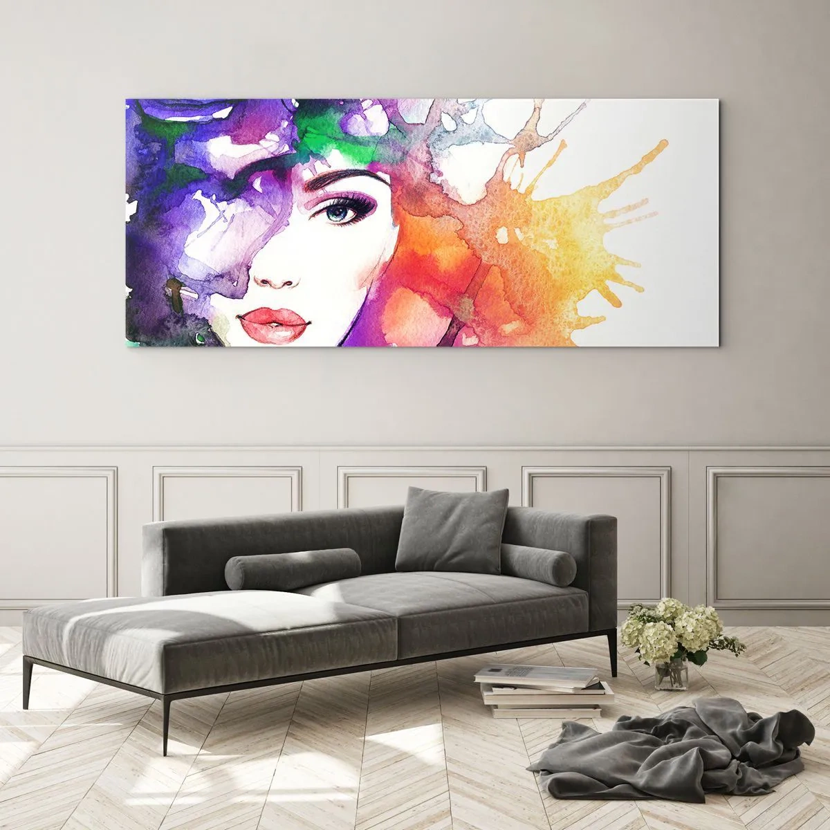 Billede på glas - Med hovedet i skyerne - 100x40 cm