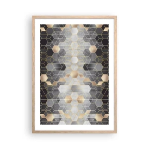 Plakat i ramme af lyst egetræ - Sammensætning af diamanter - 50x70 cm